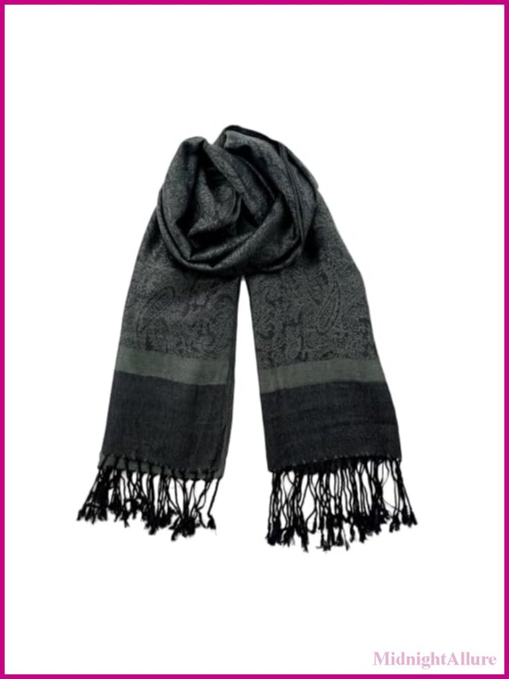 Paisley Pashmina Wrap Scarf with Fringe Reversible Two-Tone